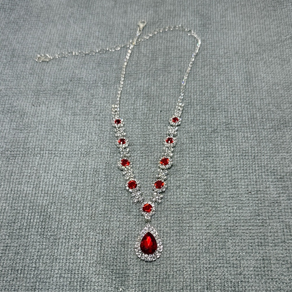 Elegant Silver and Red Necklace